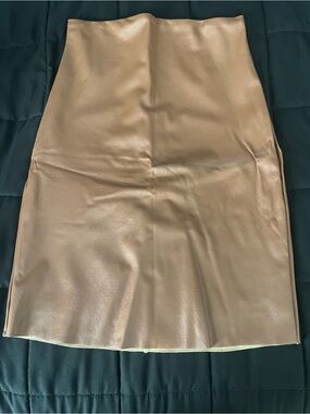 Commando Faux Leather Pencil Skirt in Tan